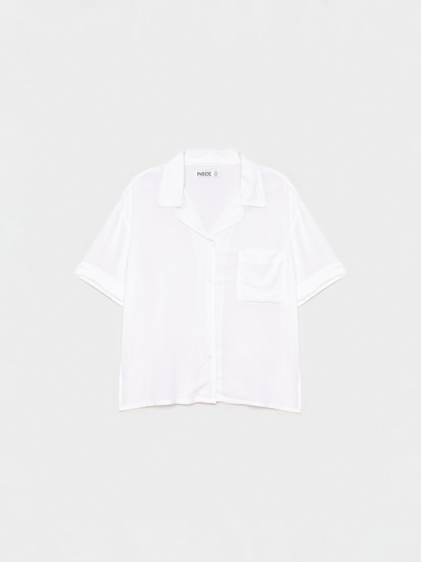  Cropped shirt with pocket white front view