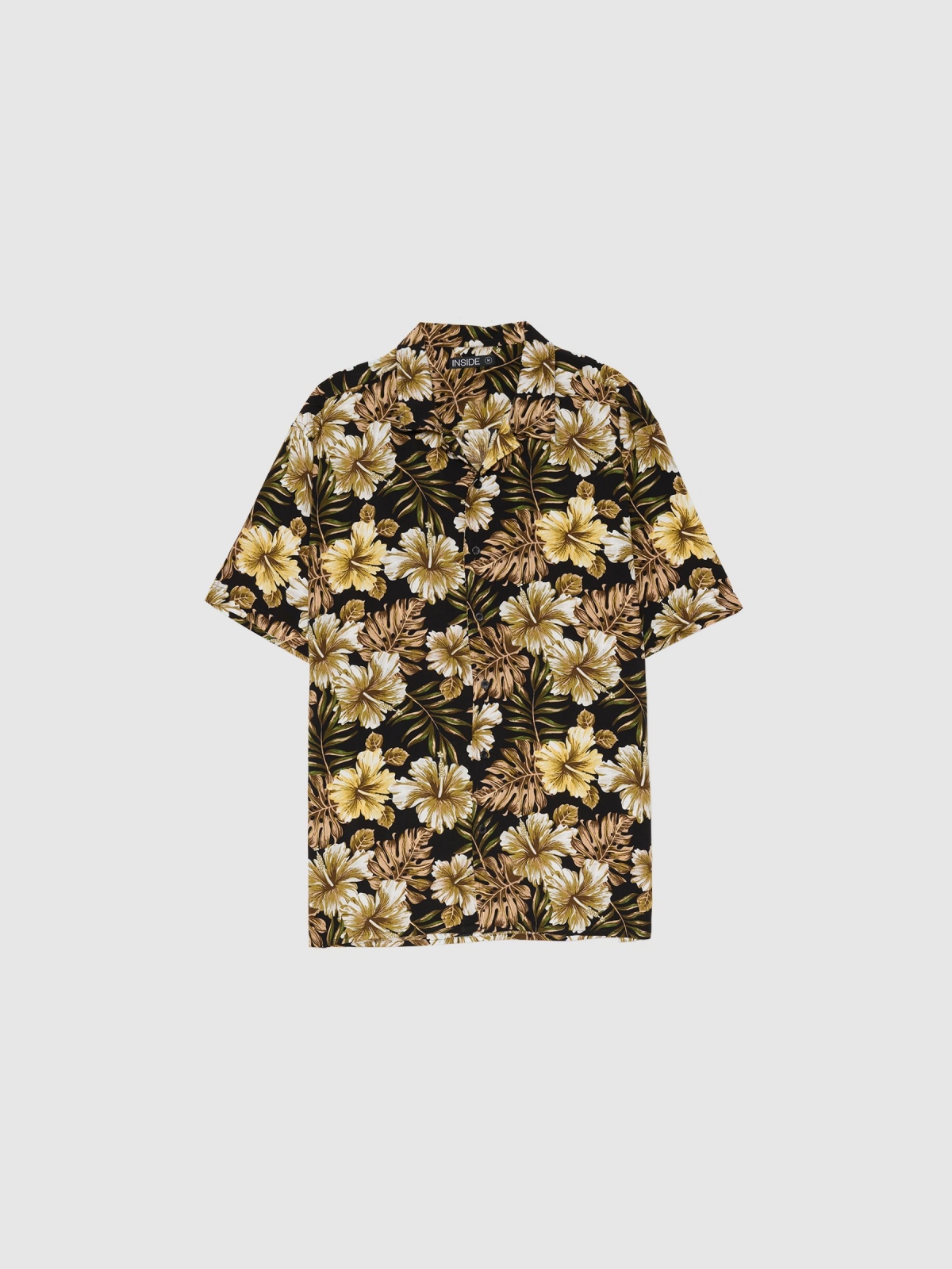  Camisa floral fluida preto vista frontal