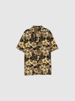 %Pto% Camisa floral fluida preto vista frontal