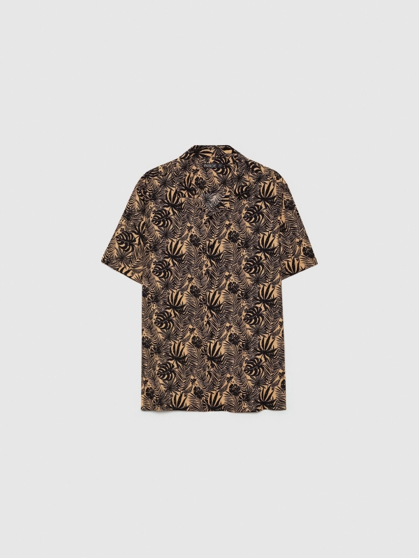  Tropical leaves shirt beige front view