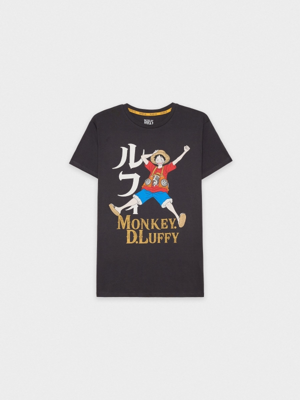  T-shirt Monkey D. Luffy cinza escuro vista frontal