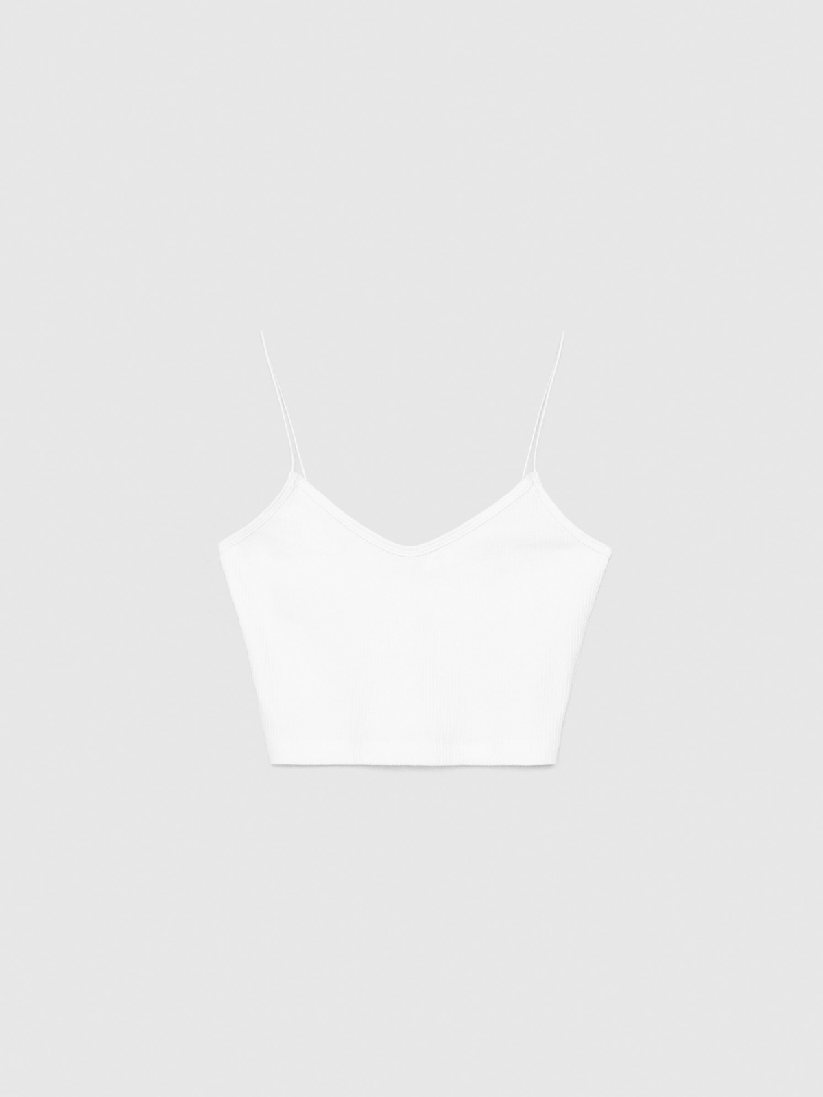  Ribbed strappy top white front view