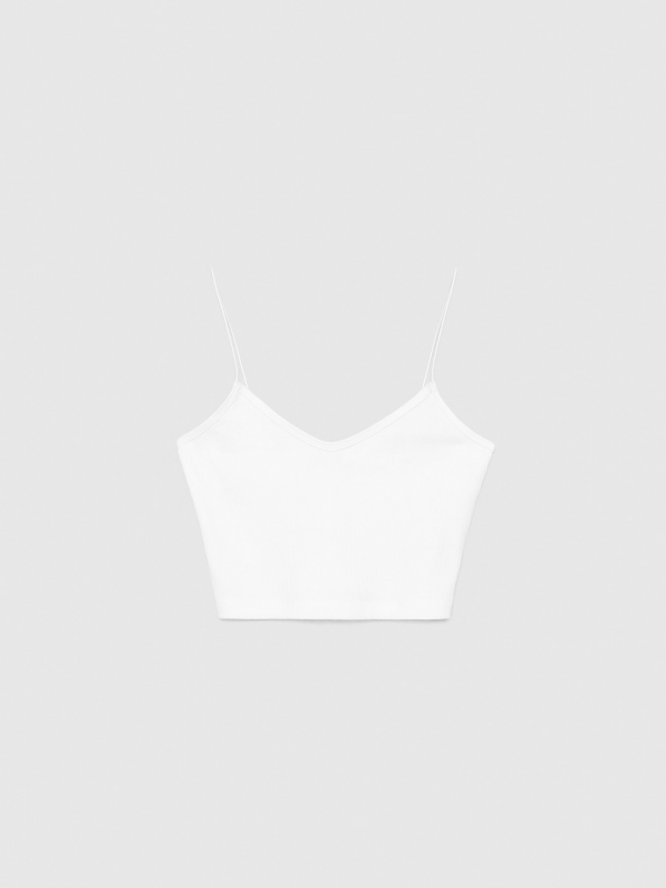  Ribbed strappy top white front view