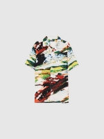 %Pto% Camisa manchas tinta branco vista frontal