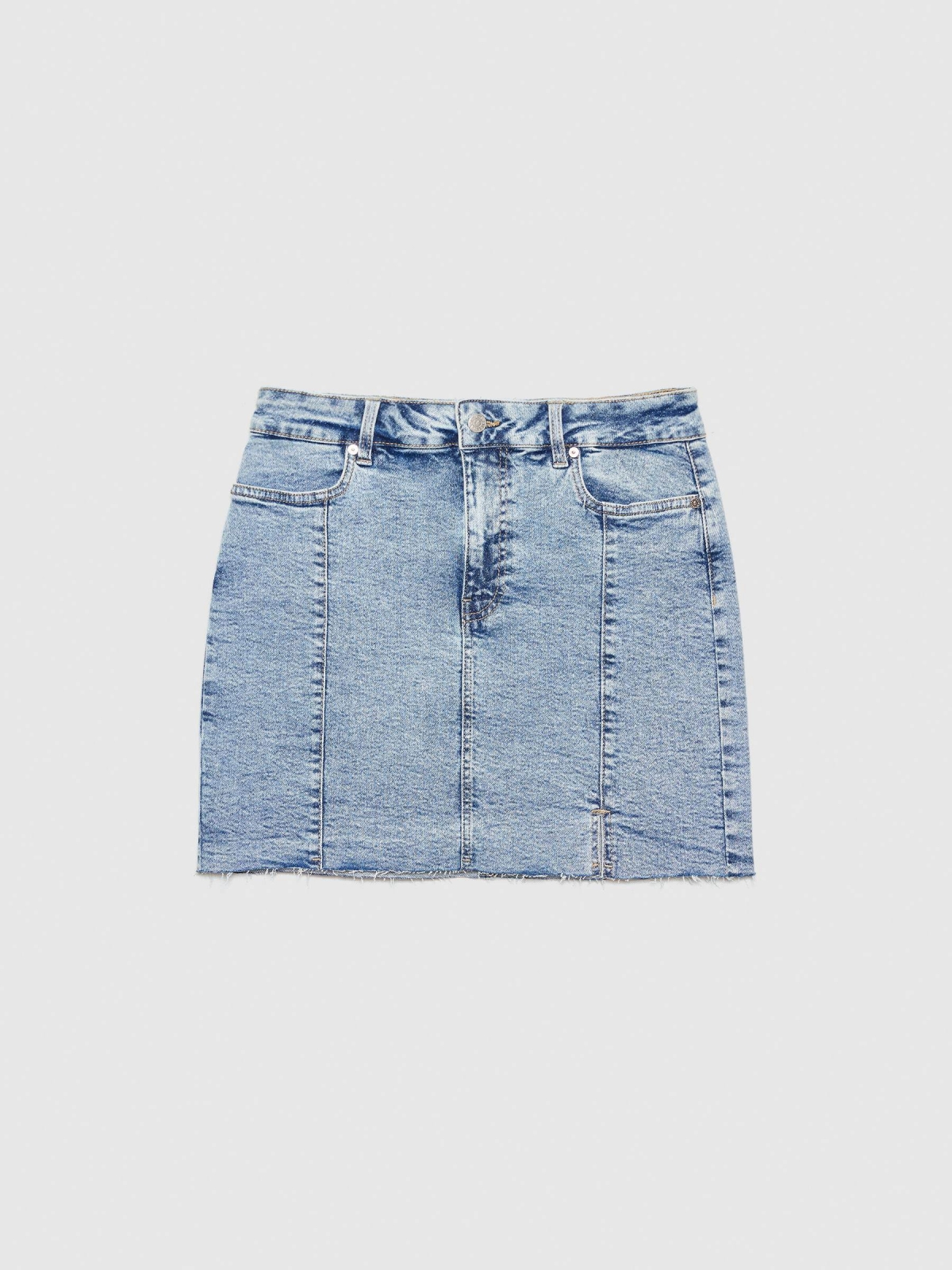  Mini denim skirt blue front view