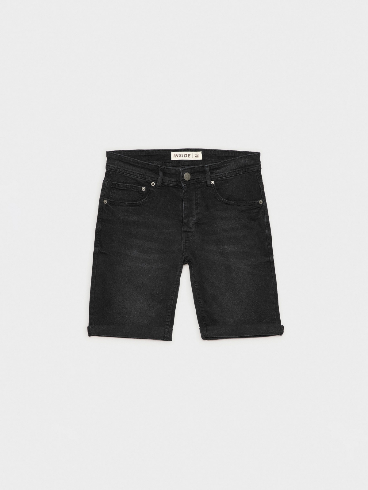  Basic black denim bermuda black front view