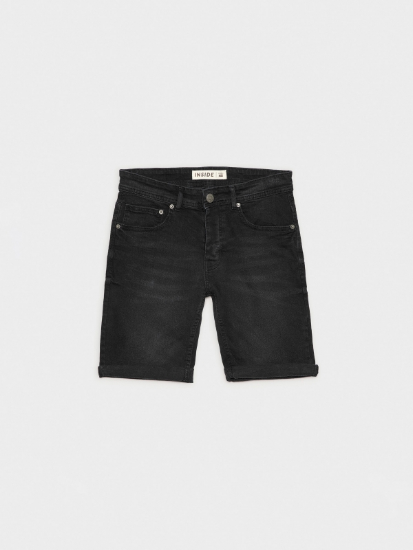  Bermudas denim preto básico preto vista frontal