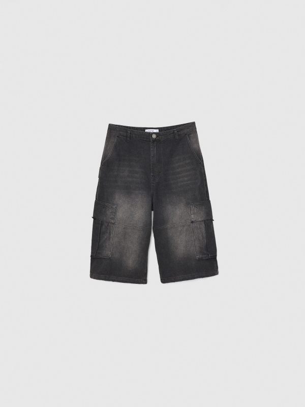  Bermudas Skater Cargo preto vista frontal