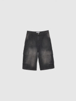 %Pto% Bermudas Skater Cargo preto vista frontal