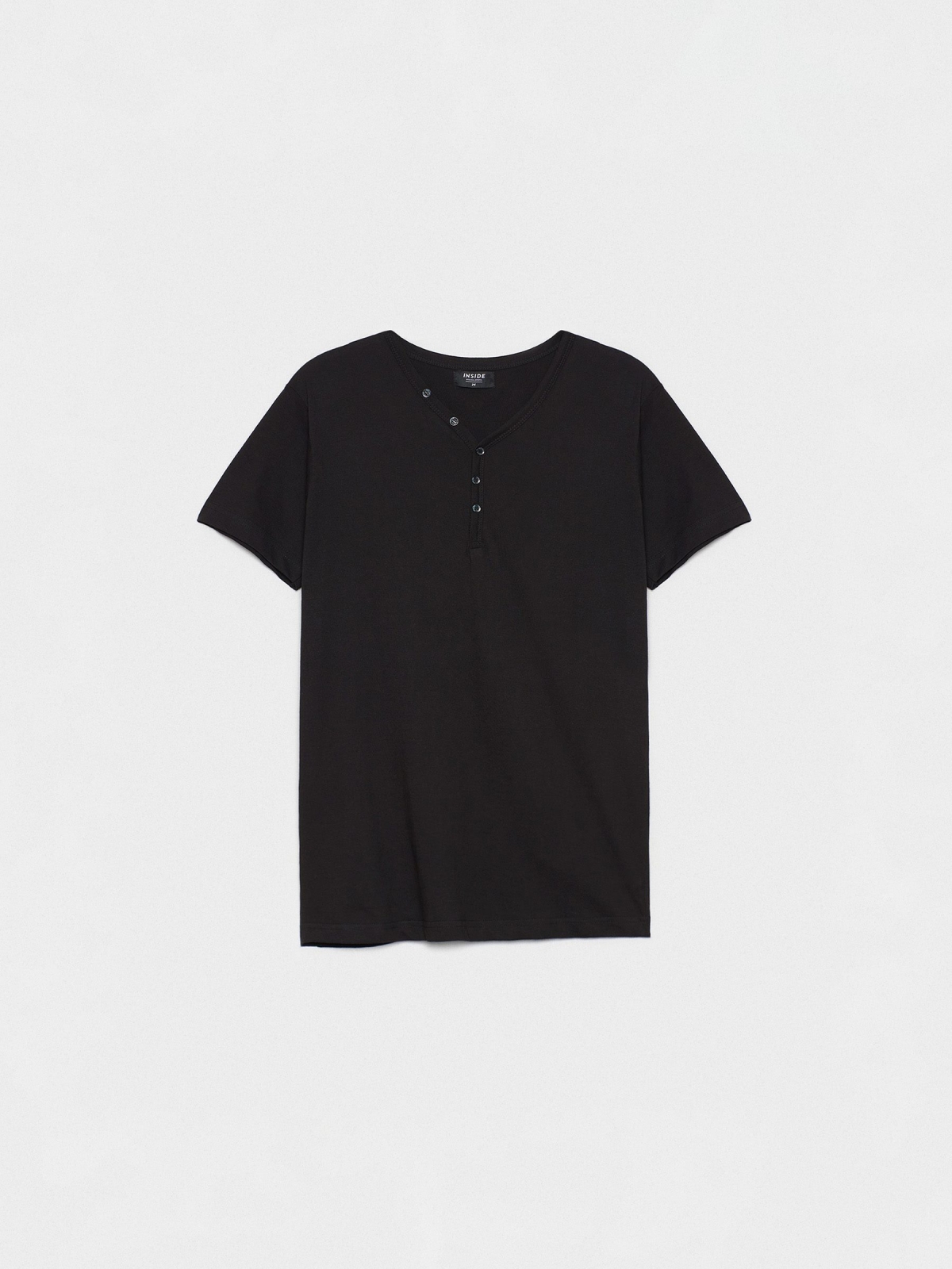  Basic T-shirt with baker's collar black front view