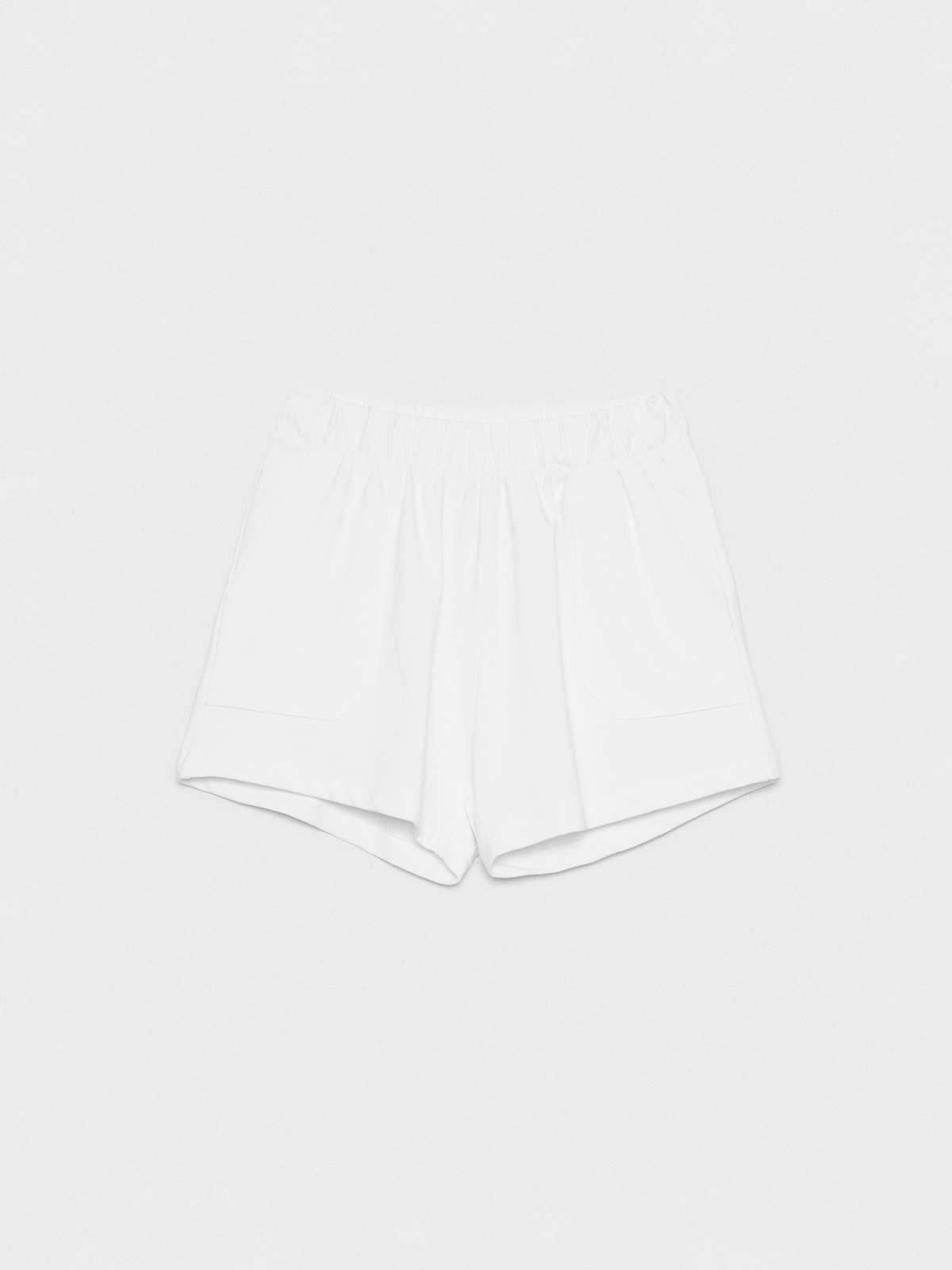  Shorts de cintura elástica com bolsos branco vista frontal