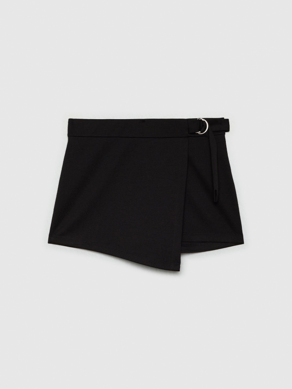  Calça saia fivela metálica preto vista frontal