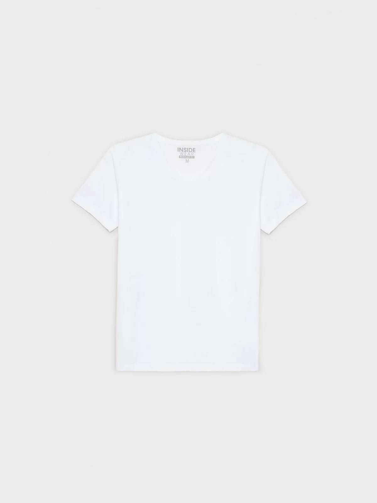  Camiseta básica cuello pico blanco vista frontal