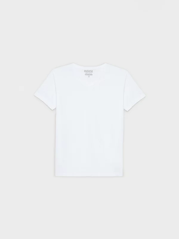  Camiseta básica cuello pico blanco vista frontal