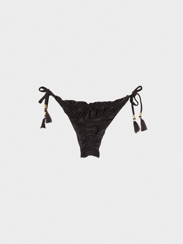  Metallic effect bikini briefs black front view