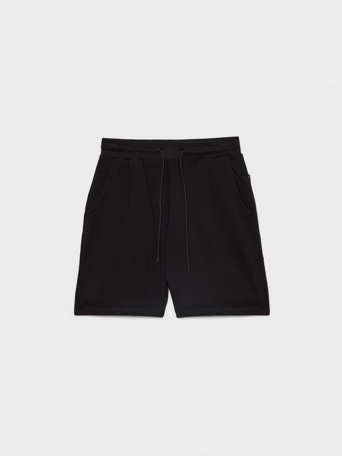  Basic jogger bermuda shorts black front view