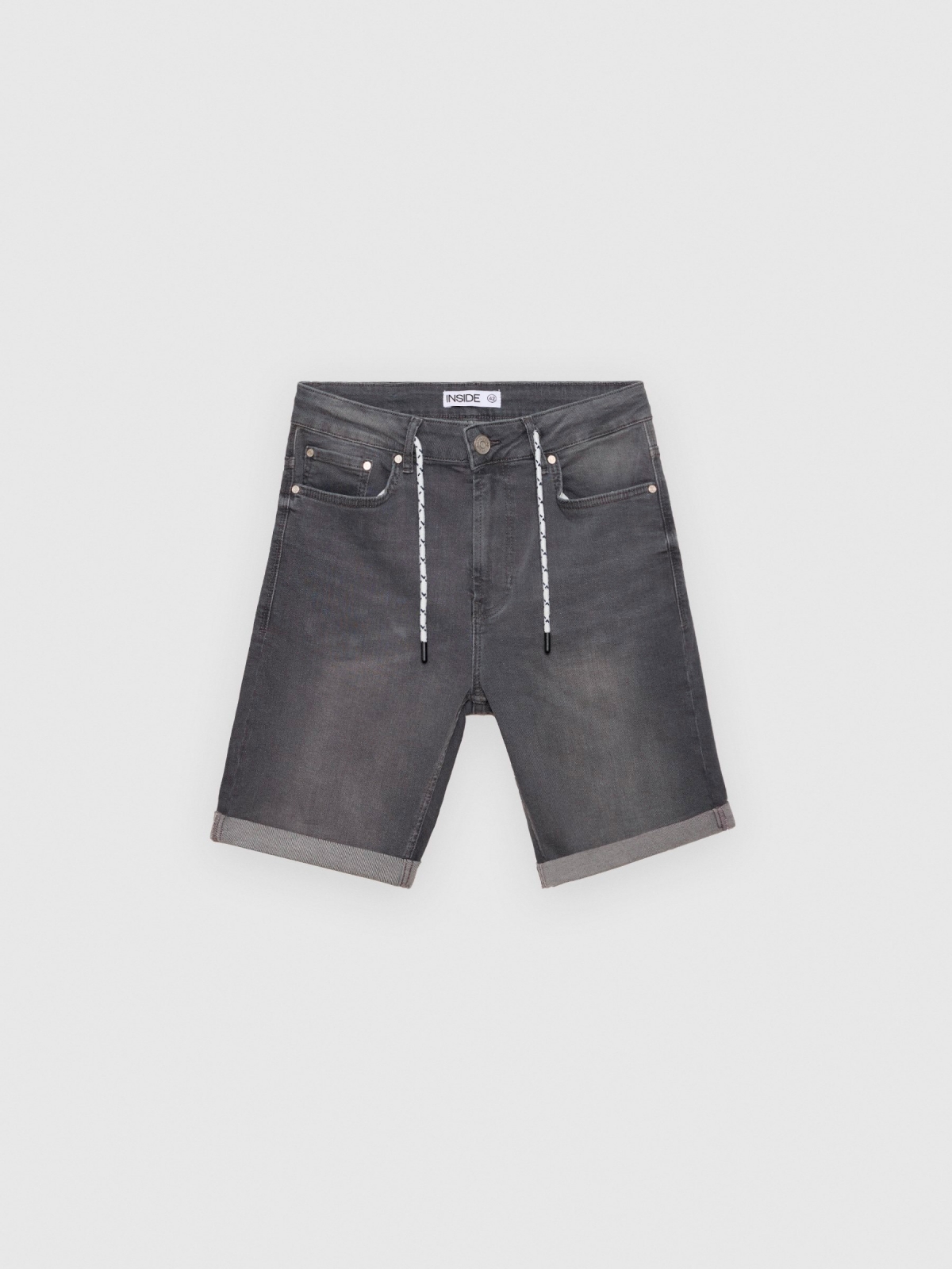  Bermudas denim skinny gris gris vista frontal