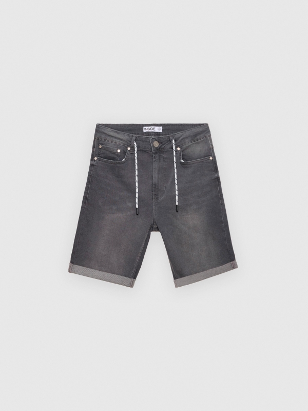  Bermudas denim skinny gris gris vista frontal