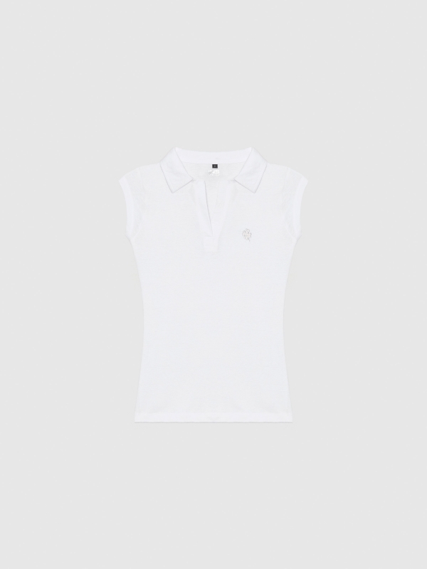  Camiseta polo bordado blanco vista frontal