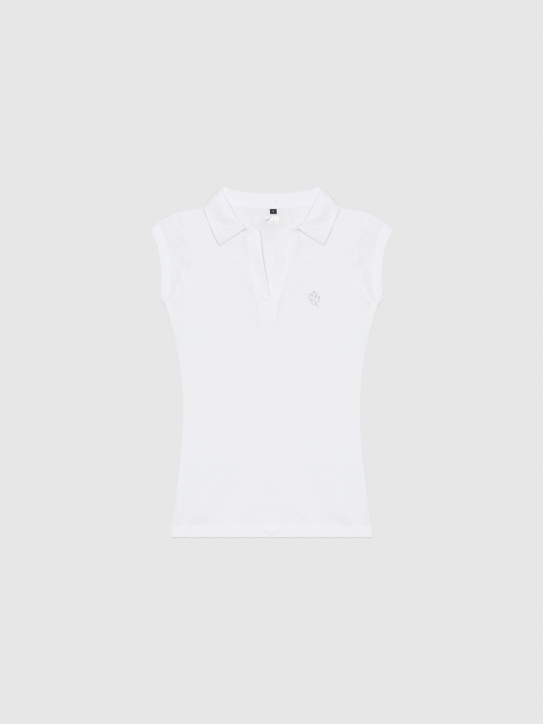 Camiseta polo bordado blanco vista media frontal