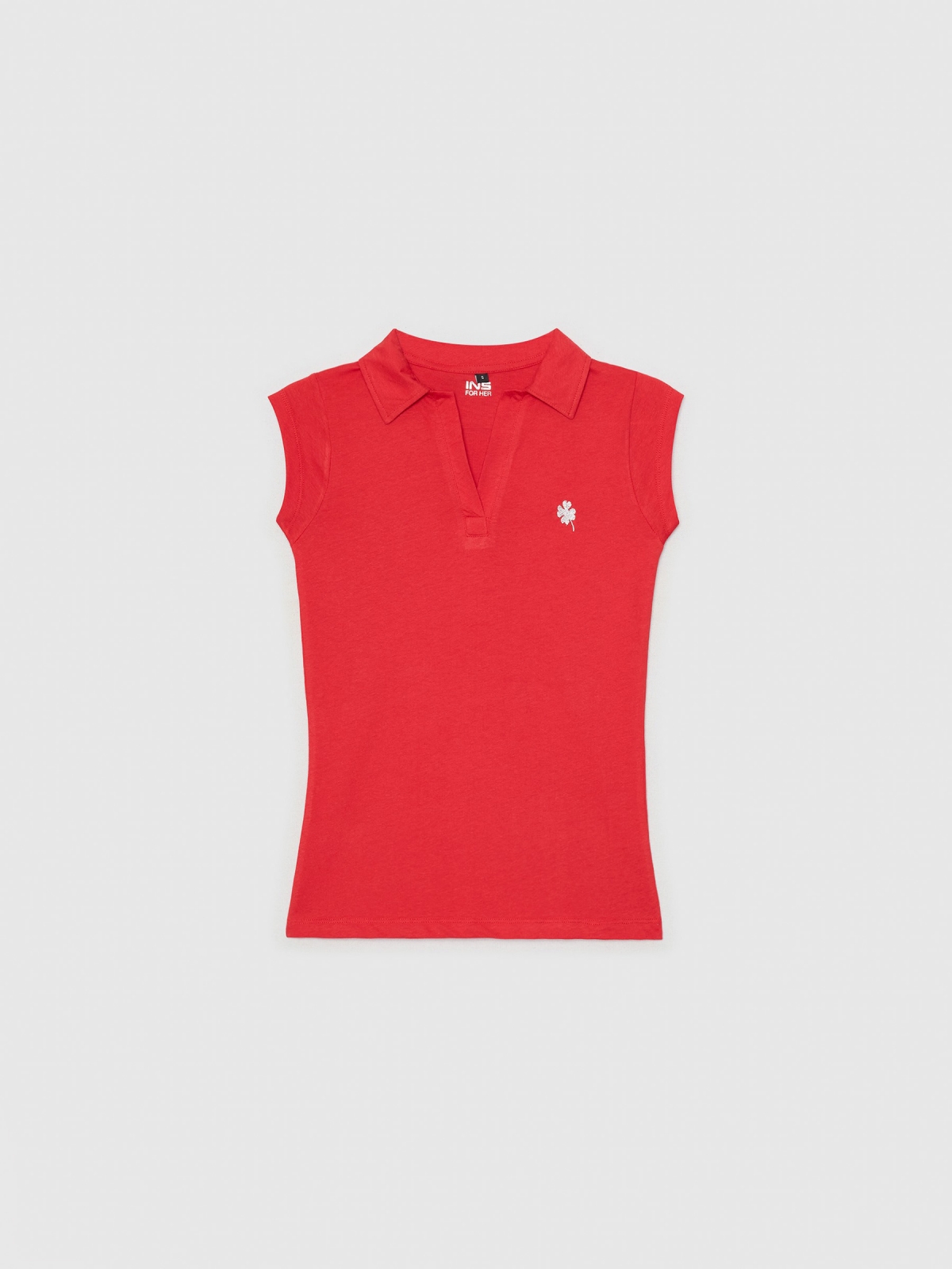 %Pto% Camiseta polo bordado carmín vista frontal