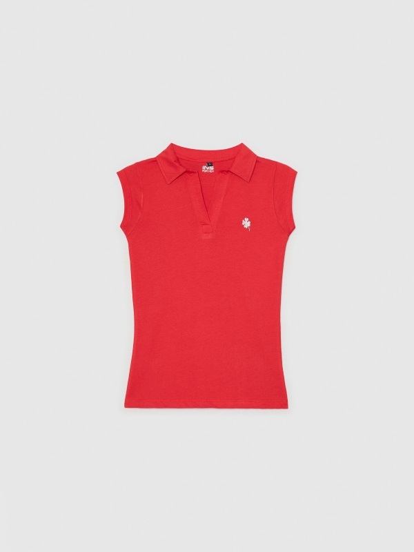  Camiseta polo bordado carmín vista frontal