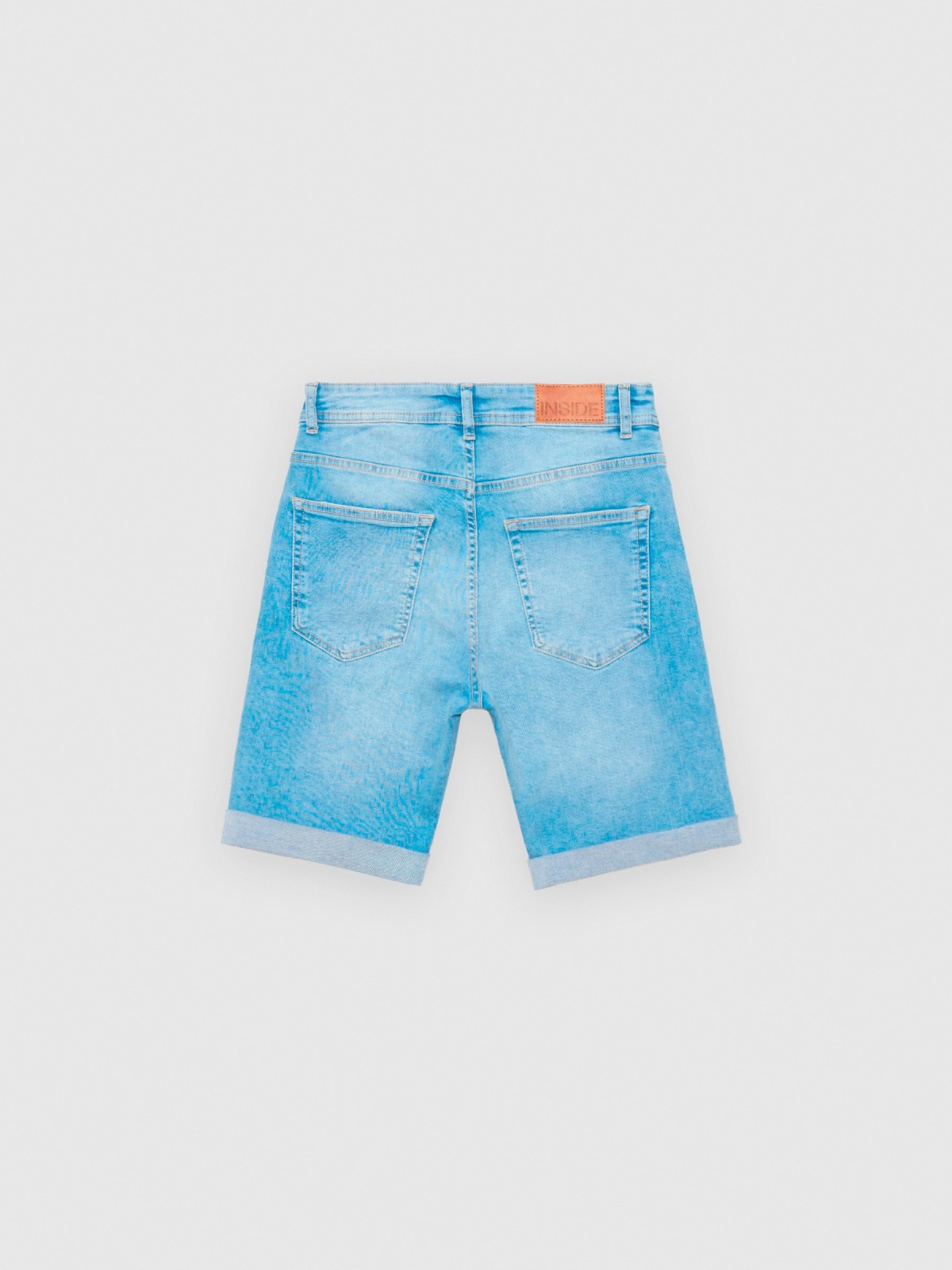 Denim Skinny Bermuda Shorts blue back view