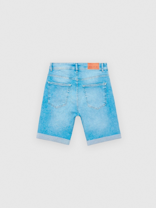 Calções de Bermudas Skinny Denim azul vista traseira