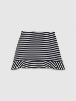 %Pto% Striped print ruffle skirt off white front view