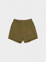 %Pto% Short cintura elástica bolsillos verde oliva vista frontal