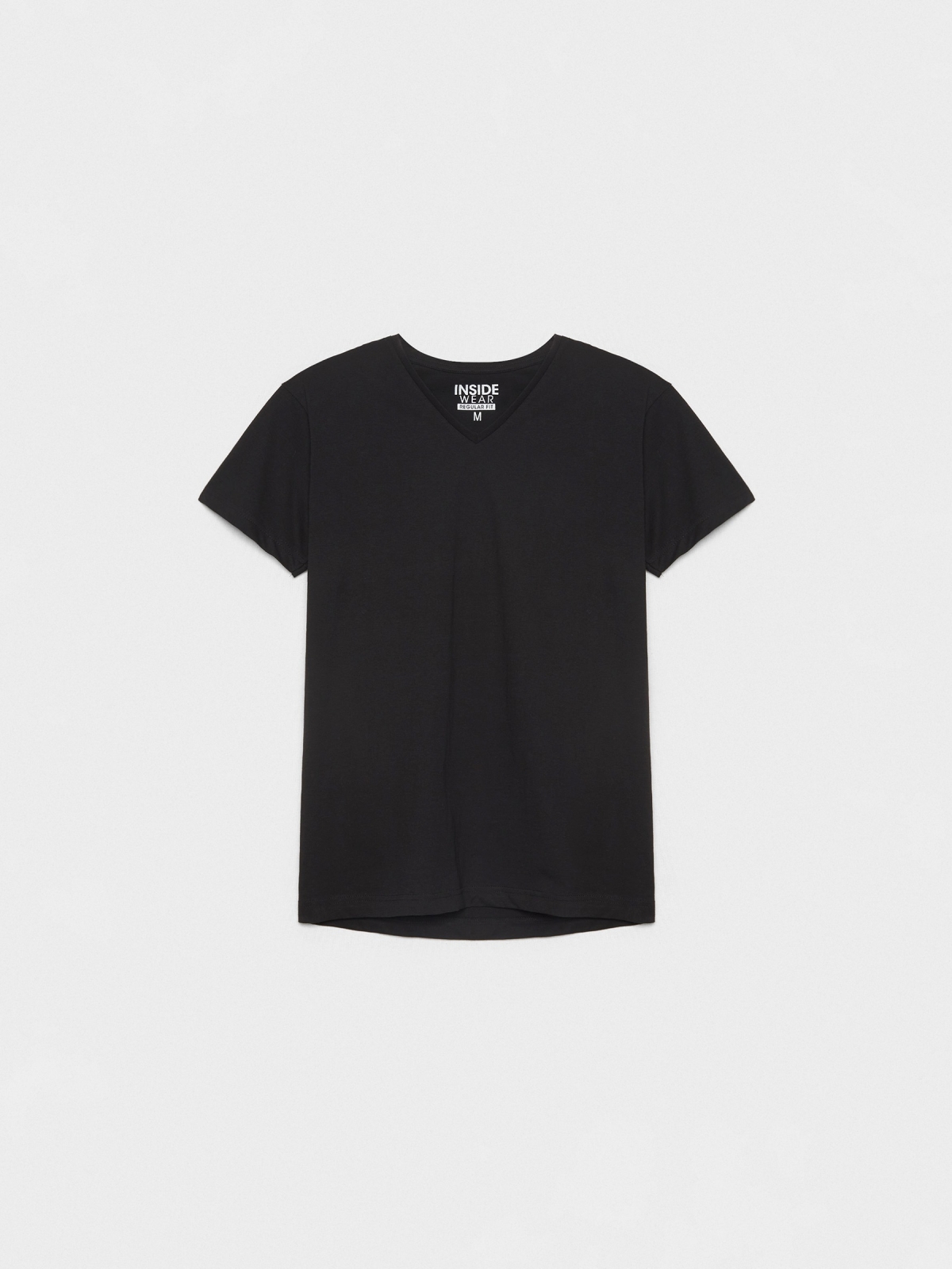  Camiseta básica cuello pico negro vista frontal