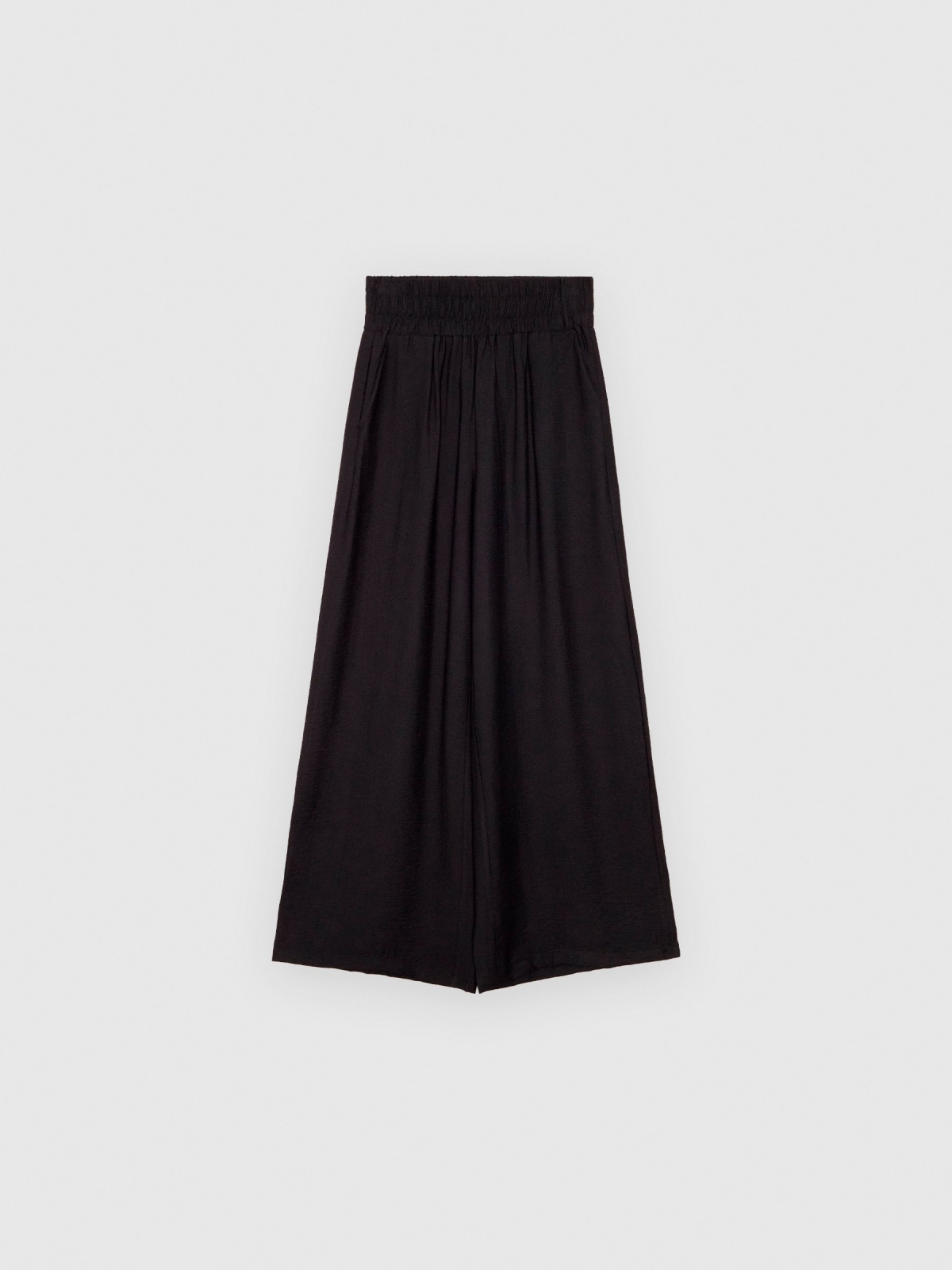  Pantalón wide leg fluido negro vista frontal