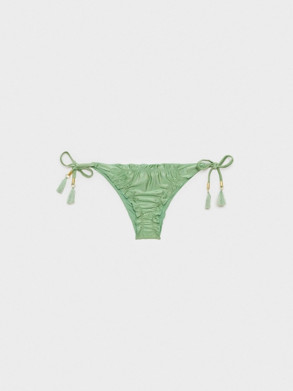  Metallic effect bikini briefs sea green front view