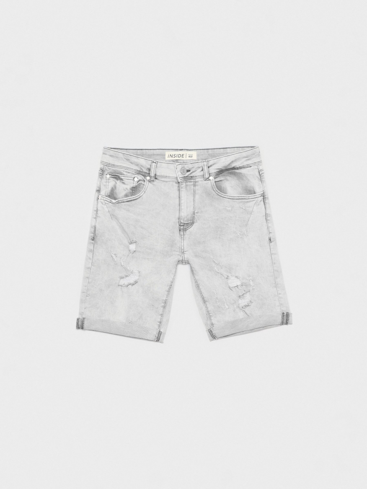 Washed gray denim bermuda short