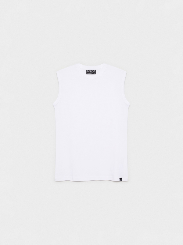 Basic sleeveless t-shirt white detail view