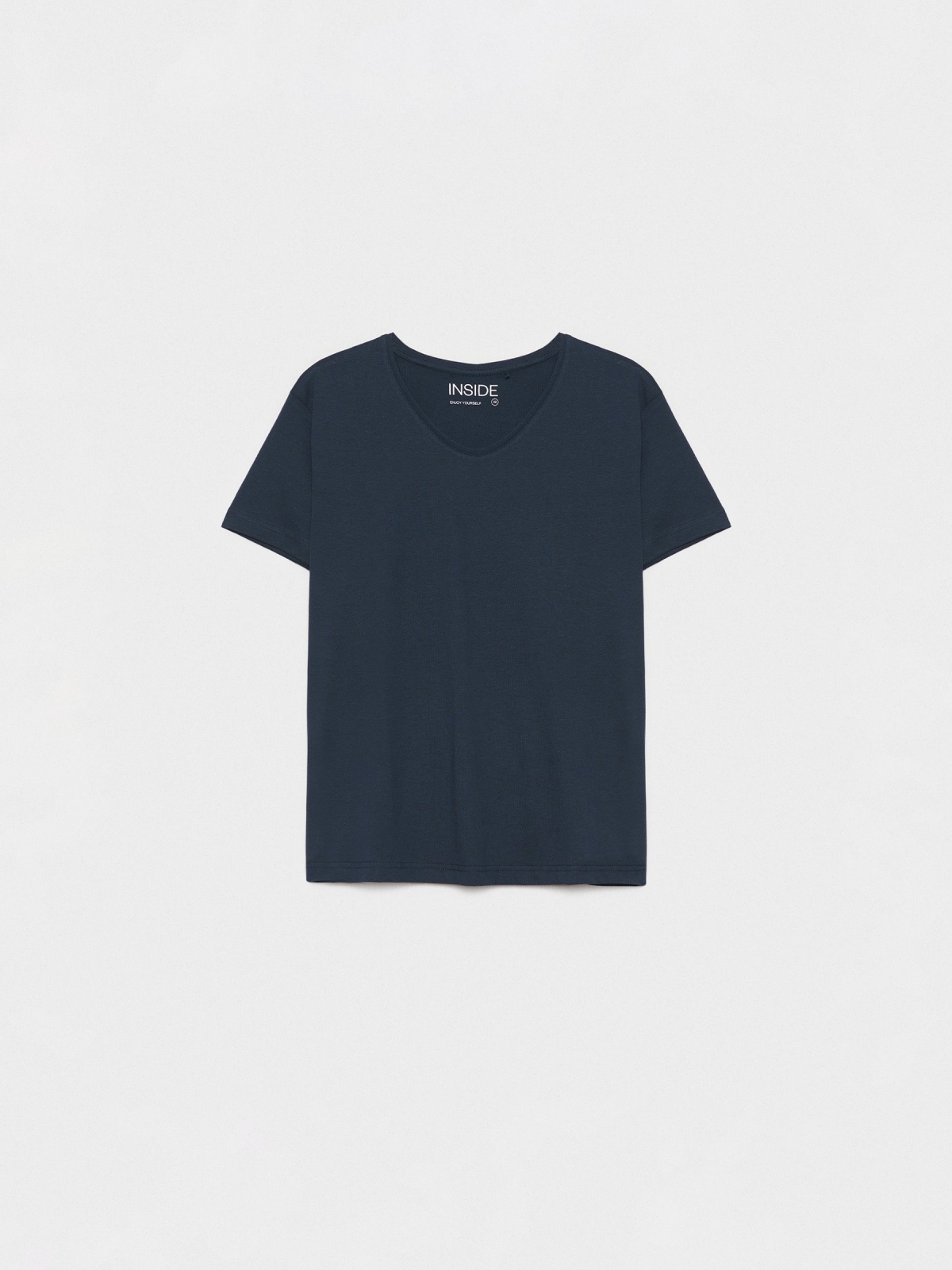  Basic V-neck T-shirt blue front view