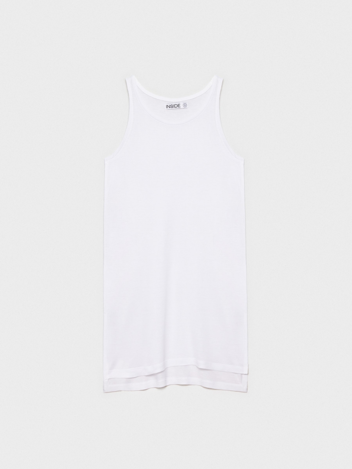 %Pto% Camiseta larga aberturas laterales blanco vista frontal