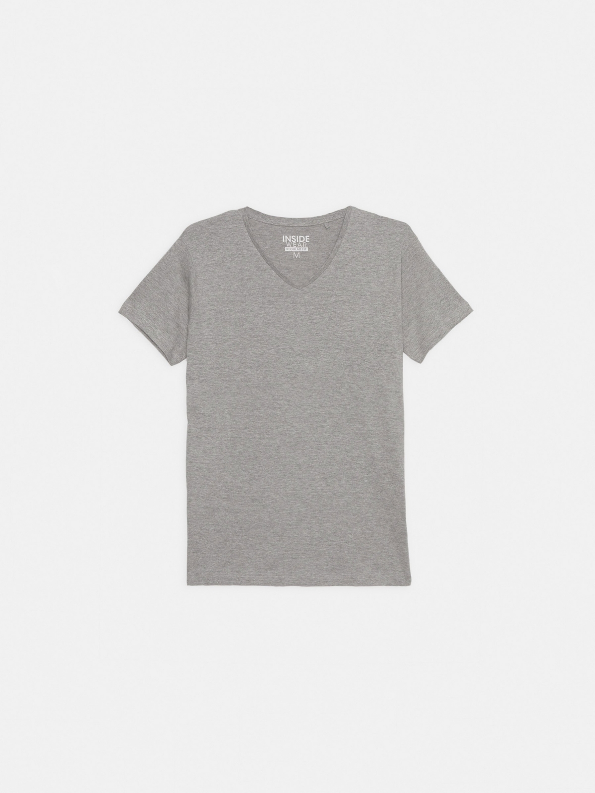%Pto% Camiseta básica cuello pico gris vista frontal