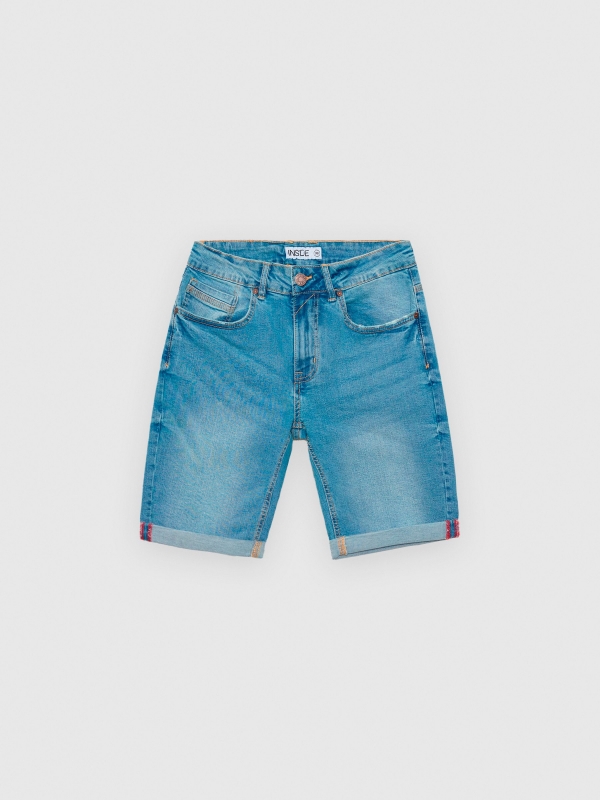 Bermuda skinny lavado azul vista detalle