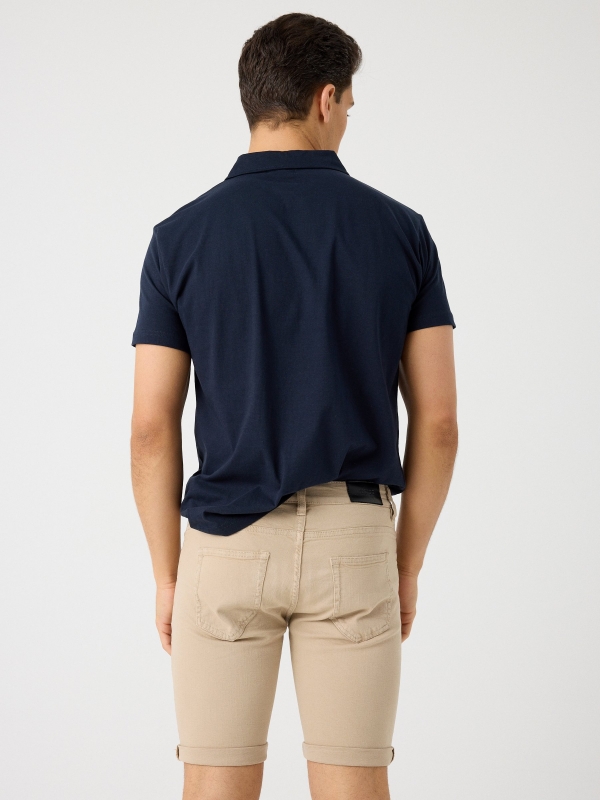 Bermuda denim color beige vista media trasera