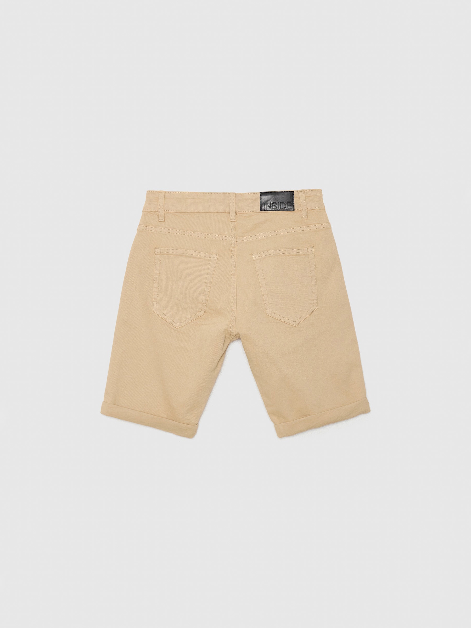 Coloured denim shorts beige middle front view