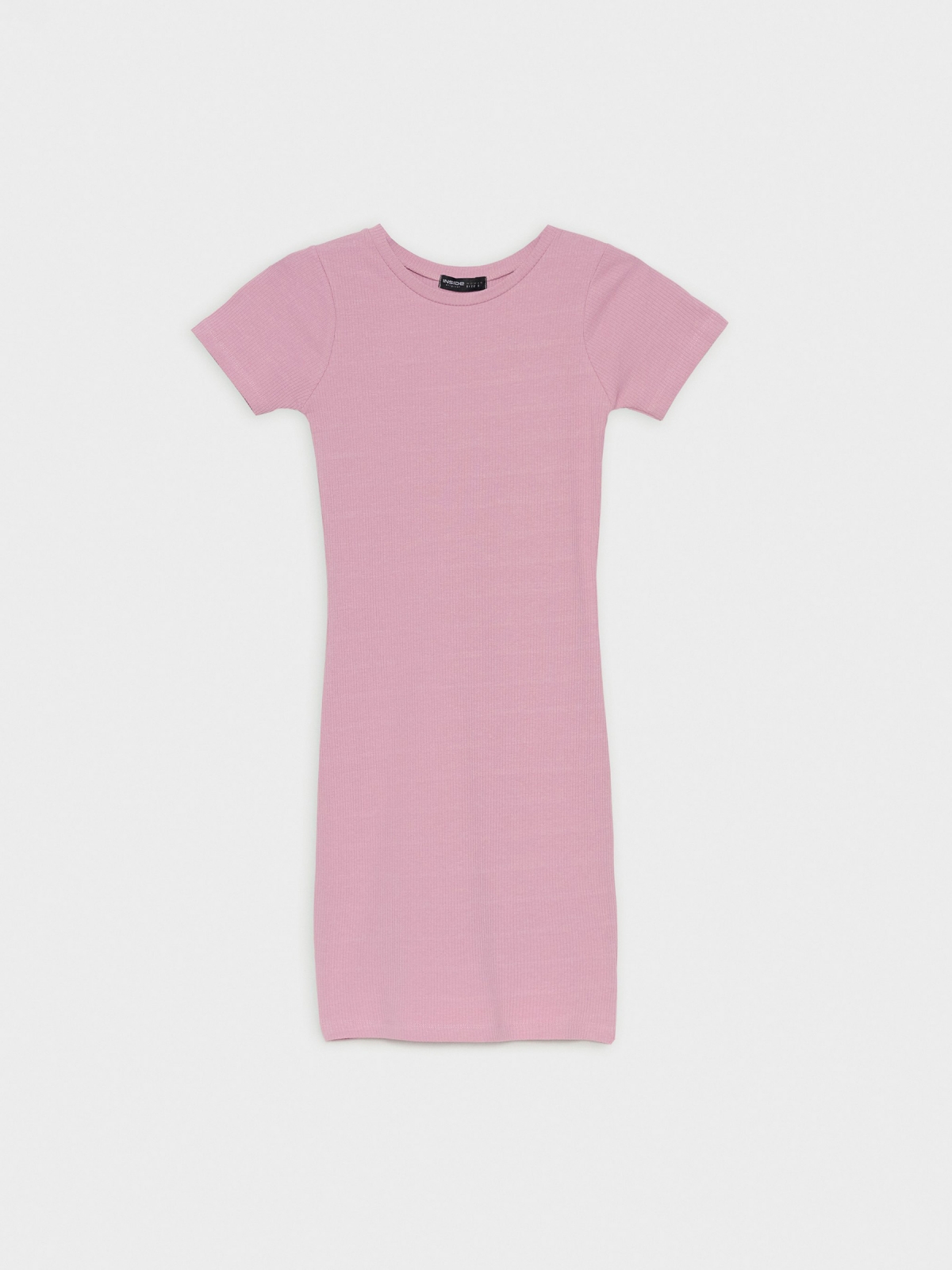  Basic ribbed dress lilac front view