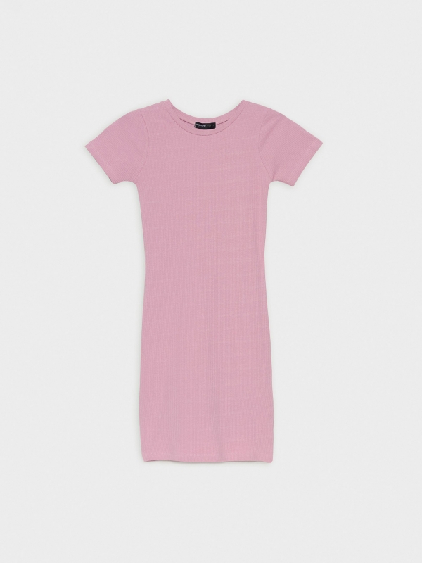  Basic ribbed dress lilac front view
