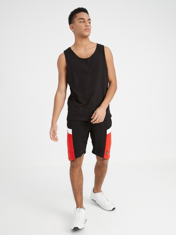 Basic tank t-shirt black front view