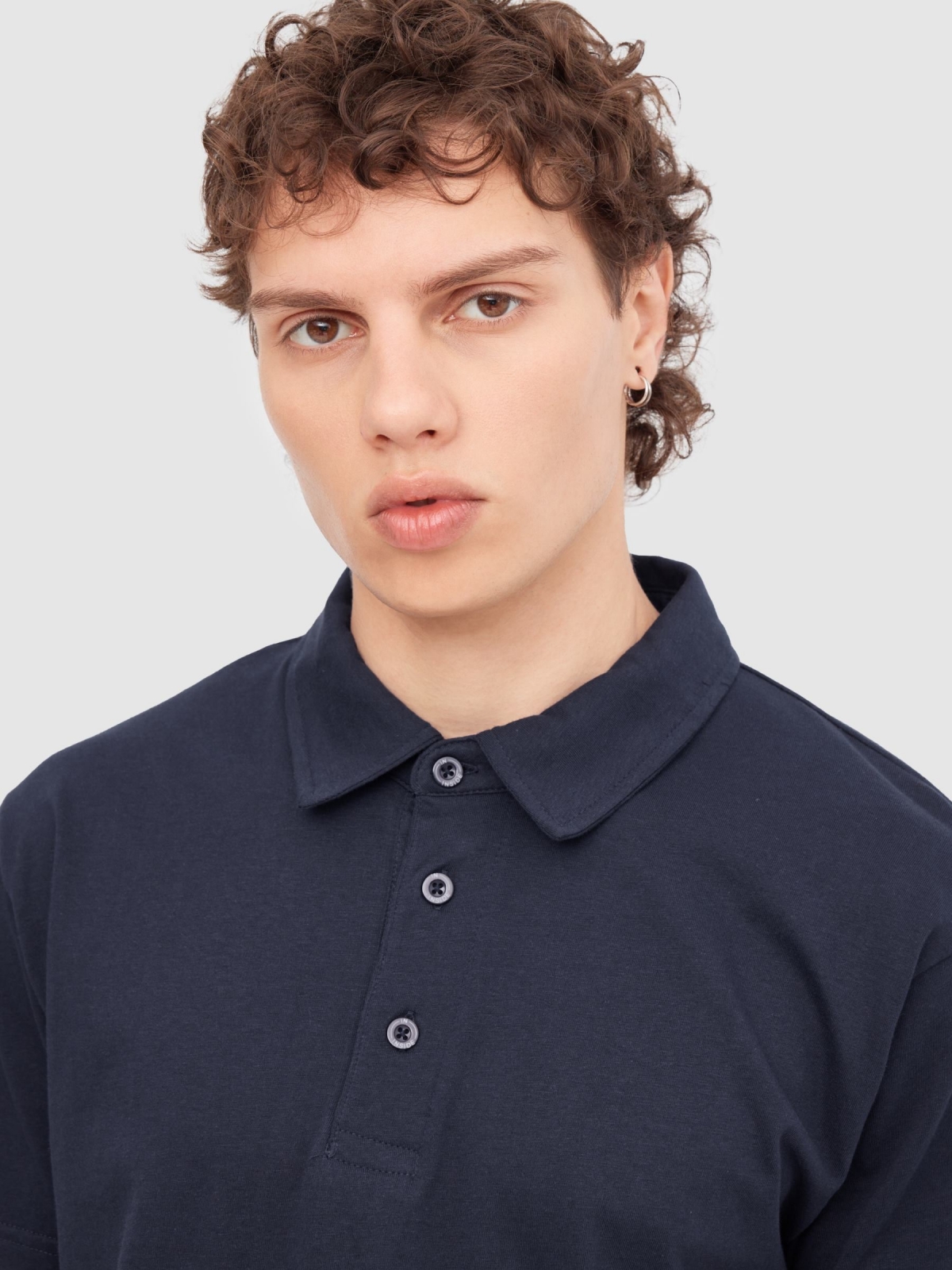  Basic short-sleeved polo shirt navy