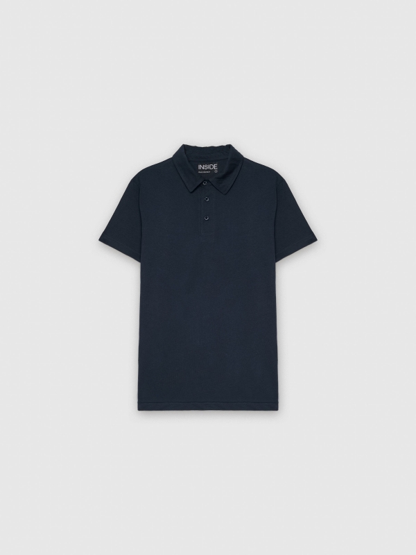 Basic short-sleeved polo shirt navy detail view