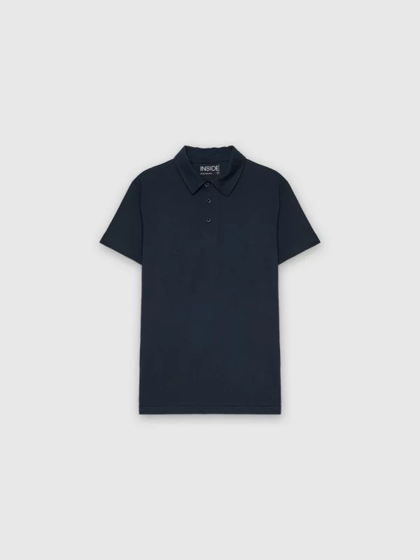 Basic short-sleeved polo shirt navy detail view