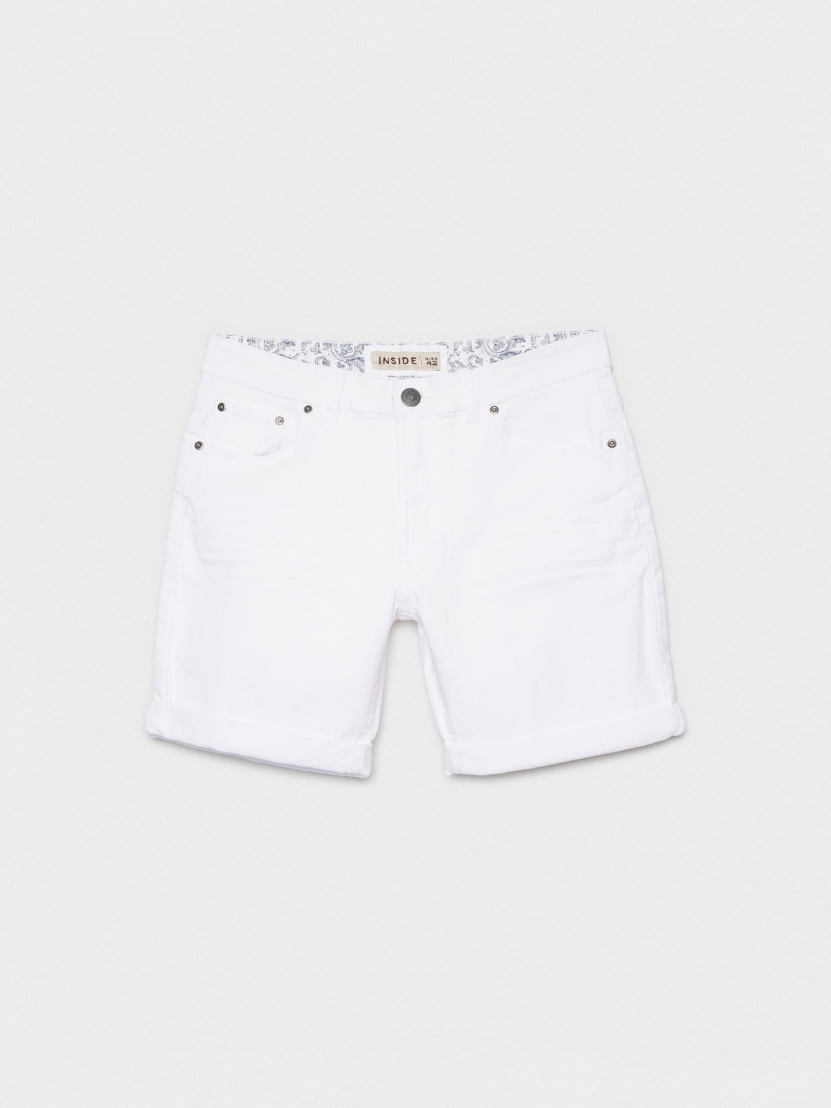 Five-pocket Bermuda white detail view