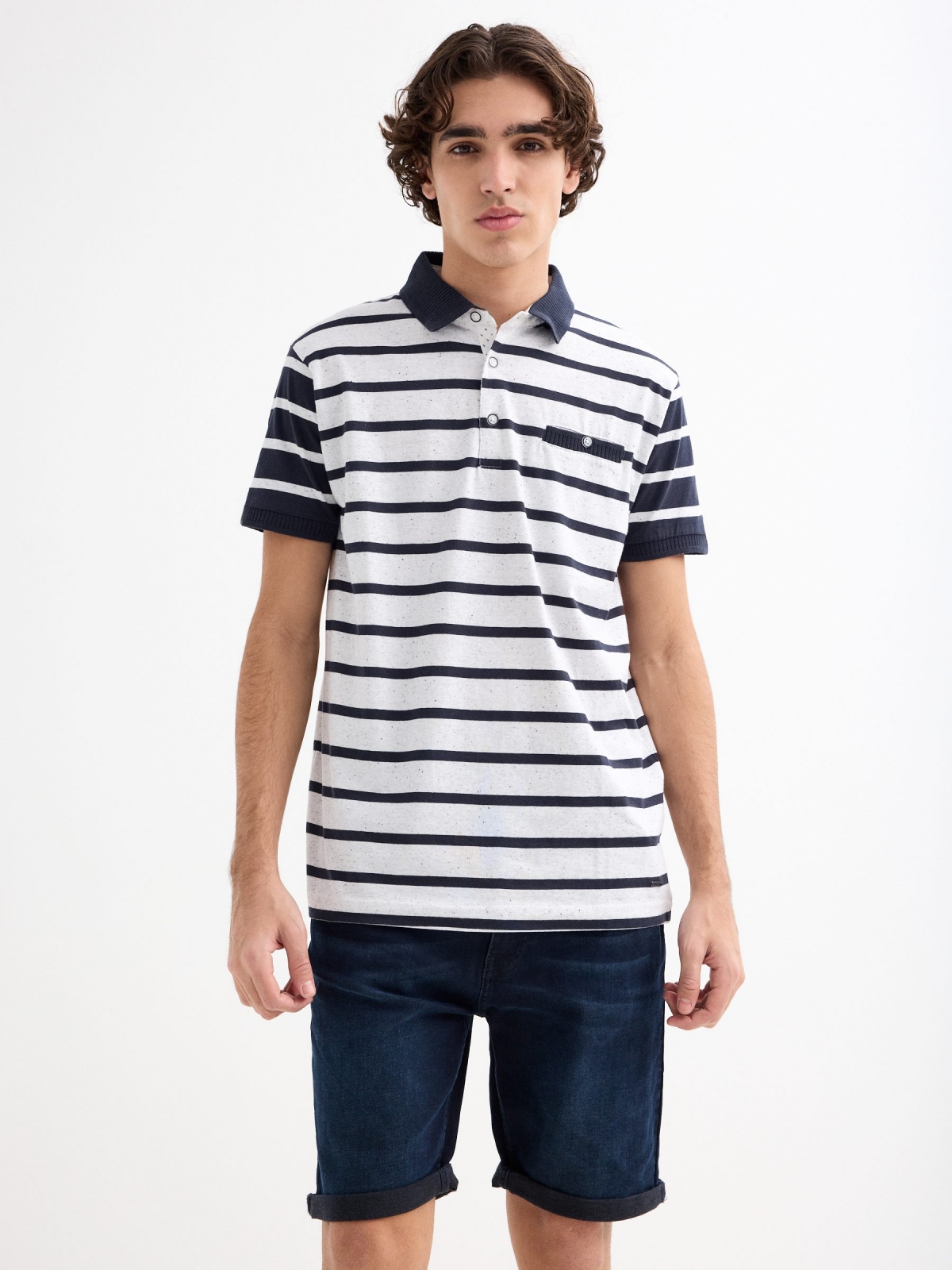 Sailor striped polo shirt white middle front view