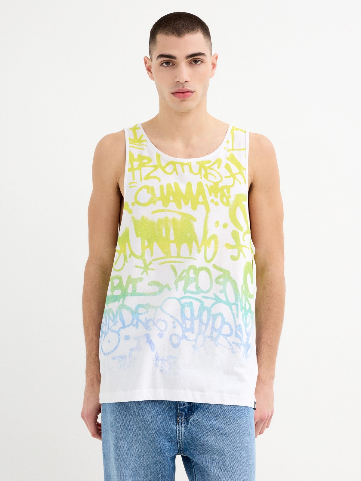 Graffiti tank top white middle front view